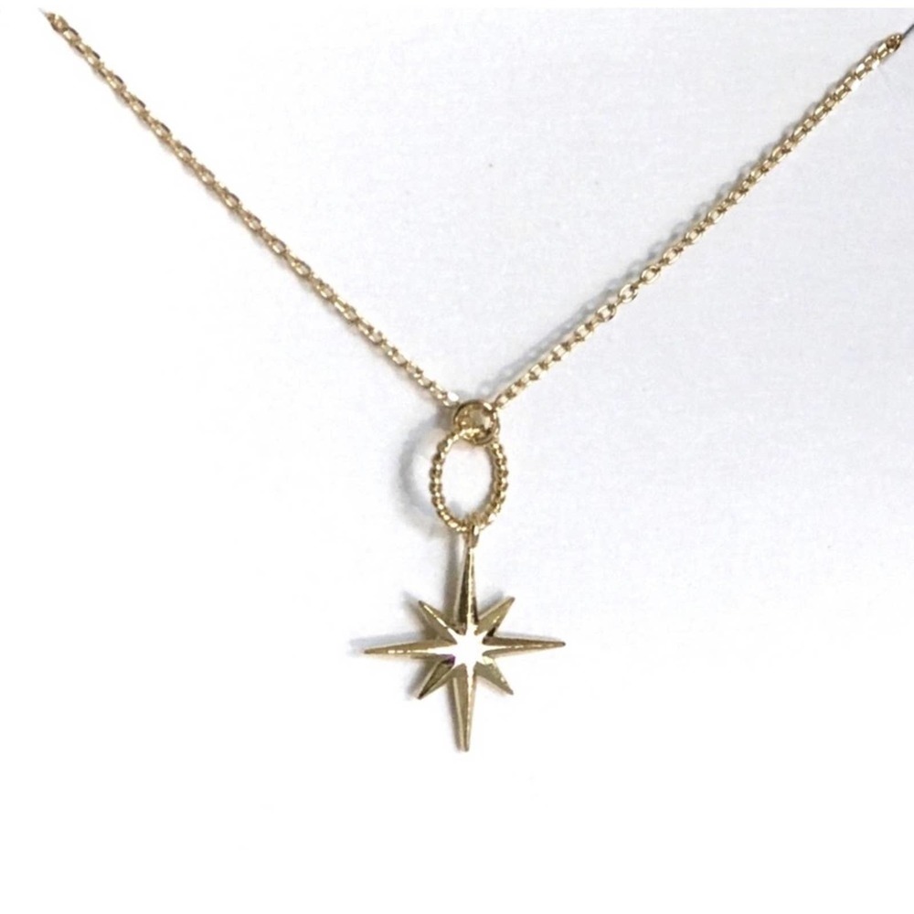 1 LEFT! Starburst Dangle Dainty Women’s Cute Gold Toned Everyday Necklace - Picture 4 of 5